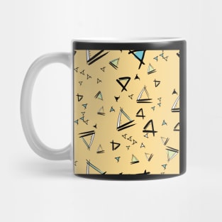 Doodle Triangles on a yellow background Mug